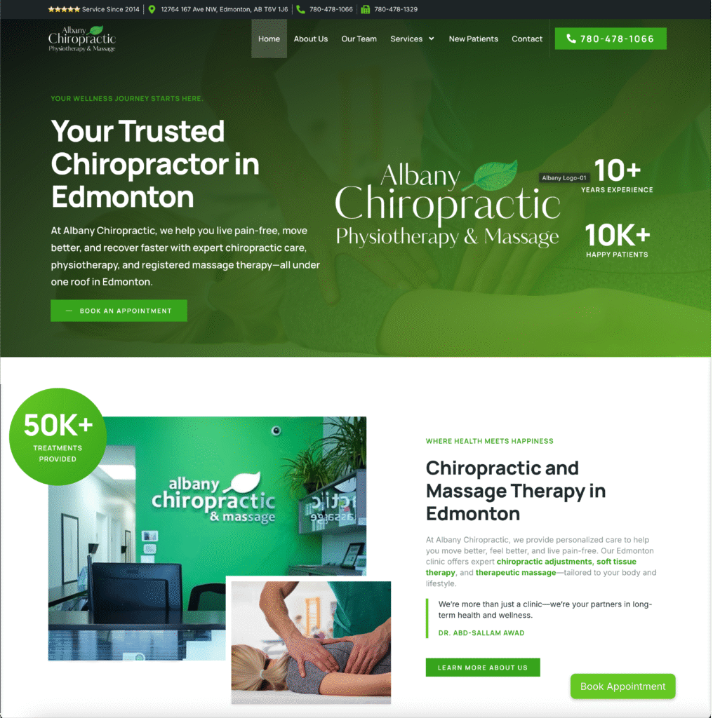 Albany Chiropractic modern responsive website after Brandbeast redesign