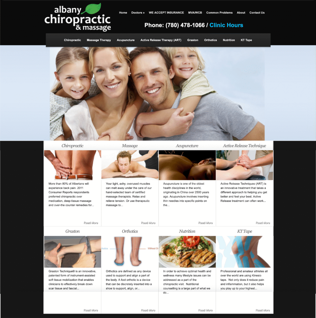 Albany Chiropractic website before redesign