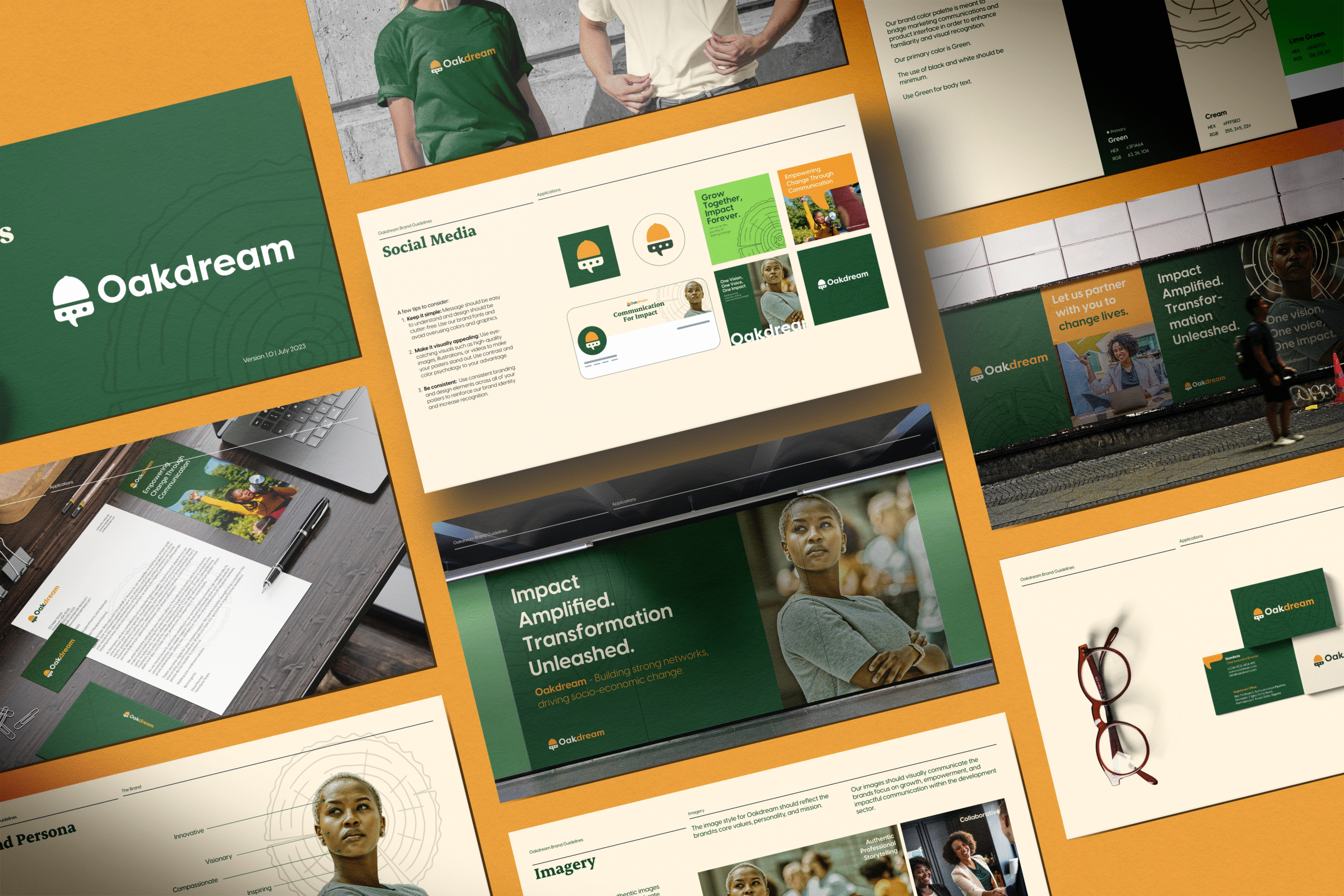 Oakdream brand identity system and brand guidelines designed by Brandbeast
