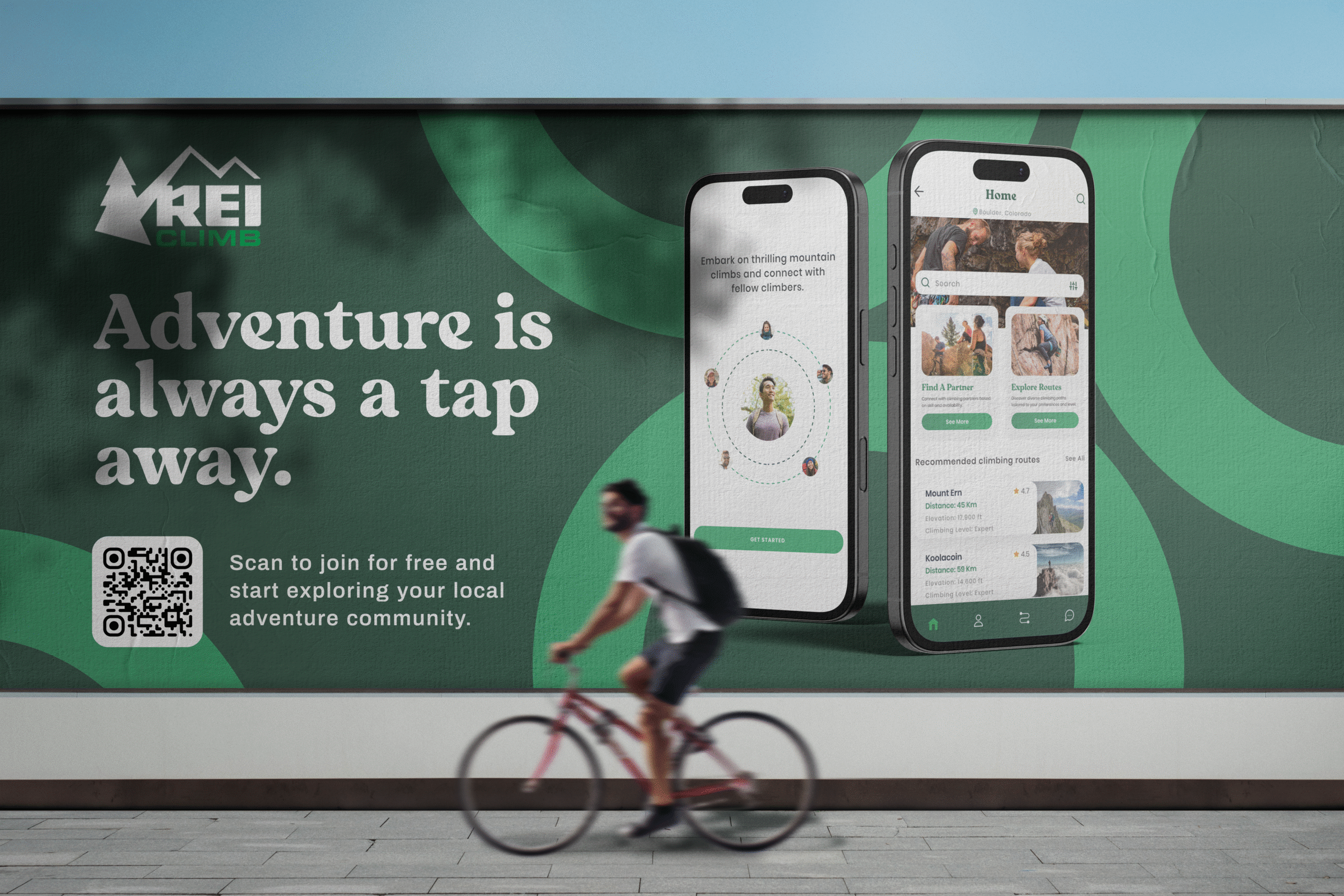 Outdoor fitness app interface and campaign design
